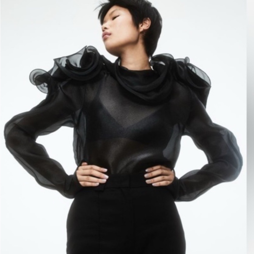 H&M flounced blouse sheer